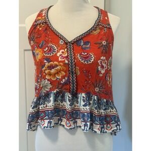 Patrons‎ of Peace Sleeveless Floral Print Top Size Small